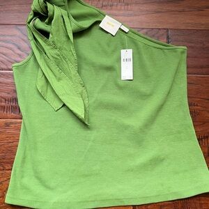 NWT Maeve by Anthropologie Kelly green XL one shoulder ribbed top